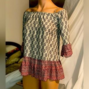 Beach lunch lounge 3/4 length sleeve off the shoulder pullover smock